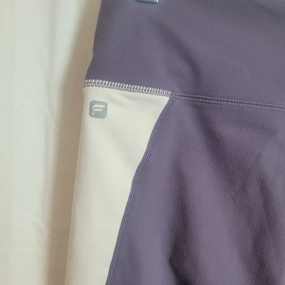 Fabletics Chara High Waist Stirrup Leggings Women's Size Large Purple White Yoga